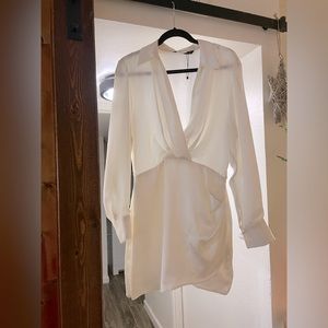 Zara white satin pearl dress